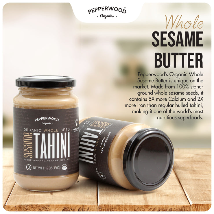 Organic Whole Sesame Tahini - Glass Jar - 11.6oz (2 Pack)